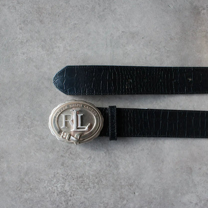 Ralph Lauren Leather Belt with RL Buckle – Black (Man-105cm)