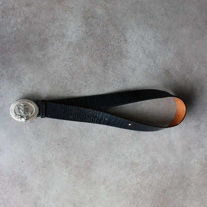 Ralph Lauren Leather Belt with RL Buckle – Black (Man-105cm)