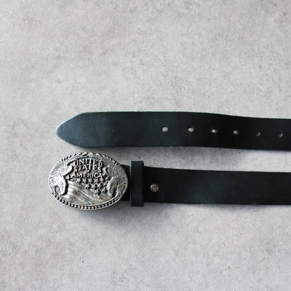 USA Vintage Metal Buckle Belt – Black (Woman-83cm)