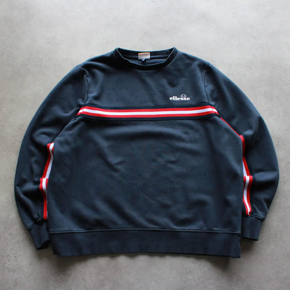Ellesse Striped Logo Crewneck – Navy/Red/White (Man-L)