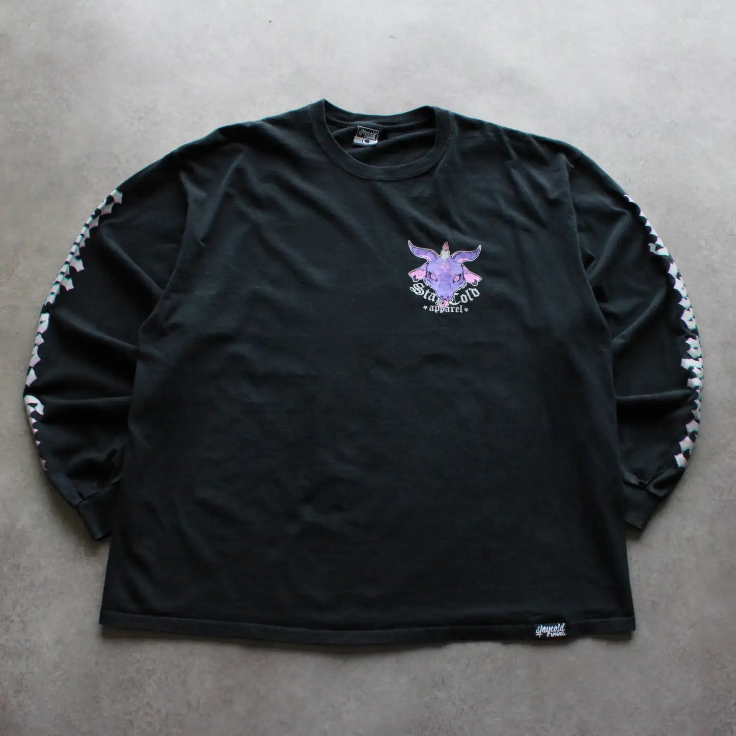 Staycold Apparel Back Printed Long Sleeve Tee – Black/Purple (Man-XXL)