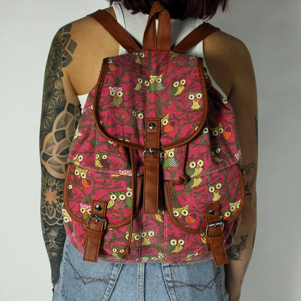 Vintage Eulen Rucksack