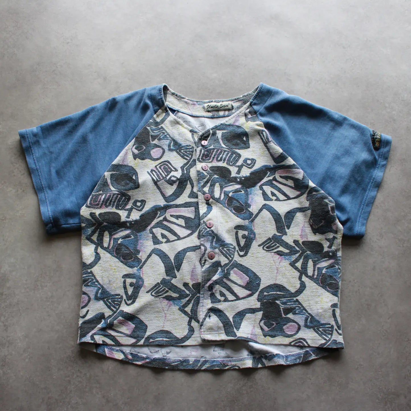Uncle Sam Abstract Buttoned Tee – Blue/Grey (Man-M)