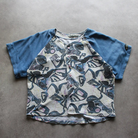 Uncle Sam Abstract Buttoned Tee – Blue/Grey (Man-M)
