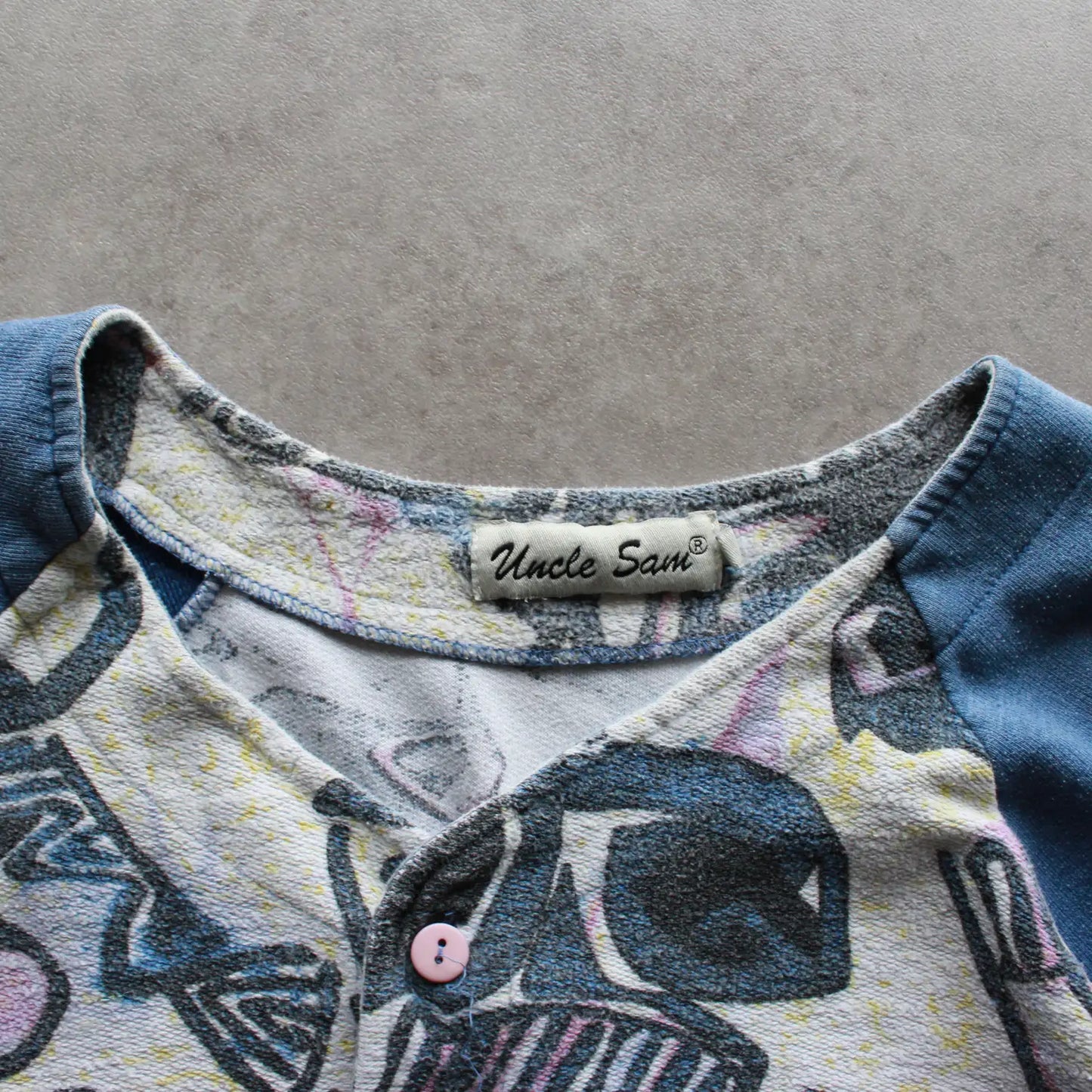 Uncle Sam Abstract Buttoned Tee – Blue/Grey (Man-M)