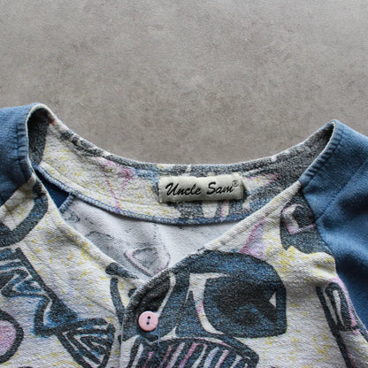 Uncle Sam Abstract Buttoned Tee – Blue/Grey (Man-M)