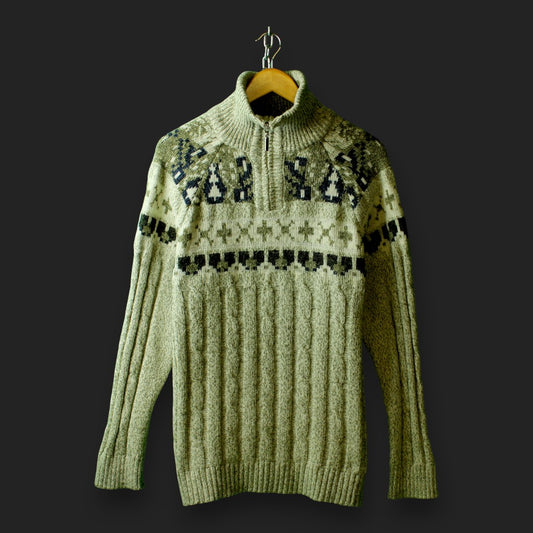 Kaner Strickpullover mit 1/4-Reißverschluss (Größe L)