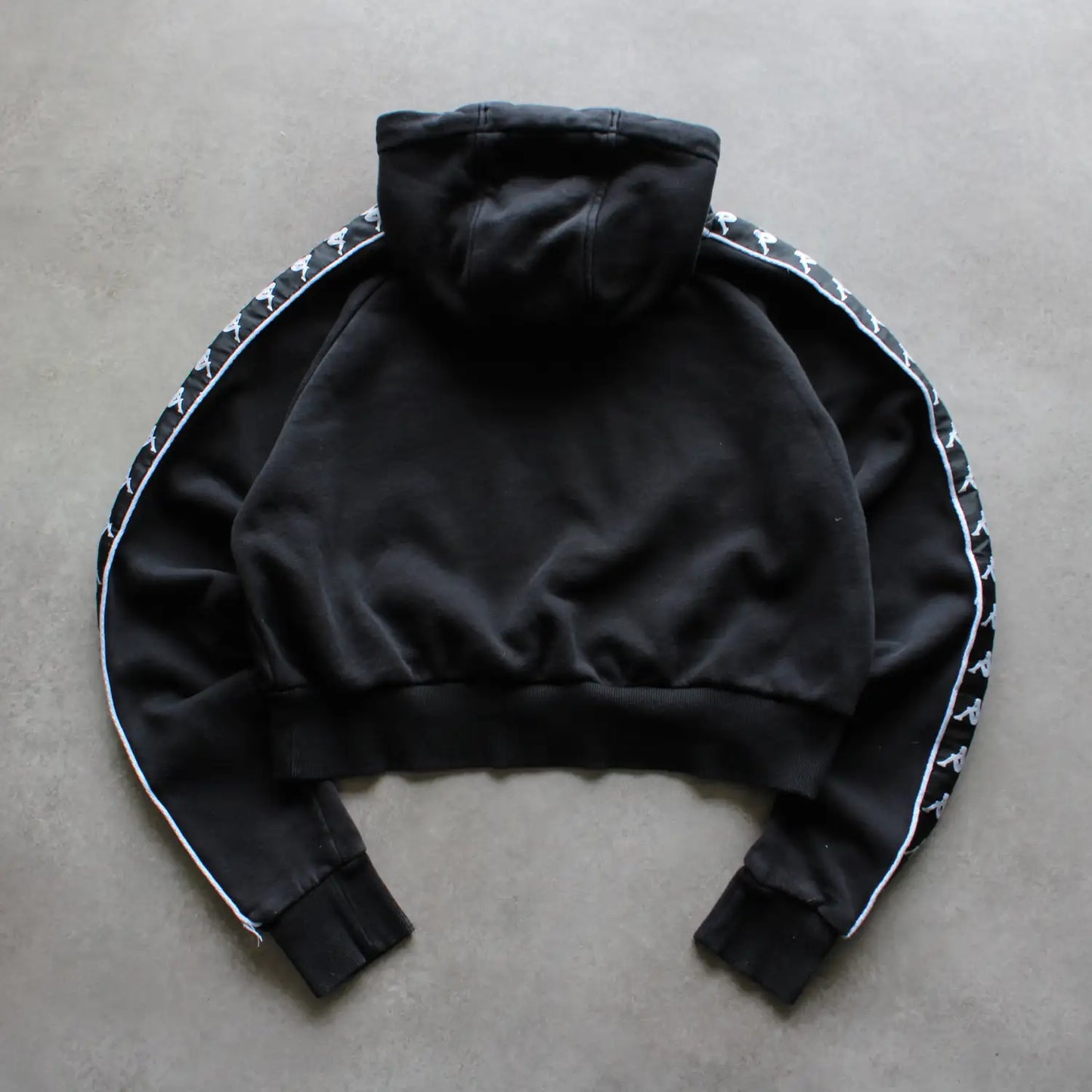 Kappa Cropped Logo Tape Hoodie – Black (Woman-M)