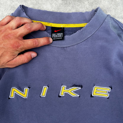 Vintage 90s Nike Distressed Spellout Sweatshirt Made in Malaysia