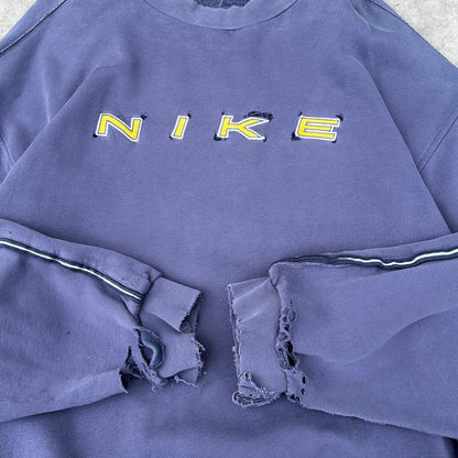 Vintage 90s Nike Distressed Spellout Sweatshirt Made in Malaysia
