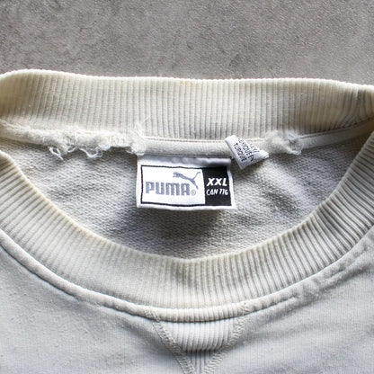 Puma Embroidered Sweatshirt – White/Olive (Man-XXL)