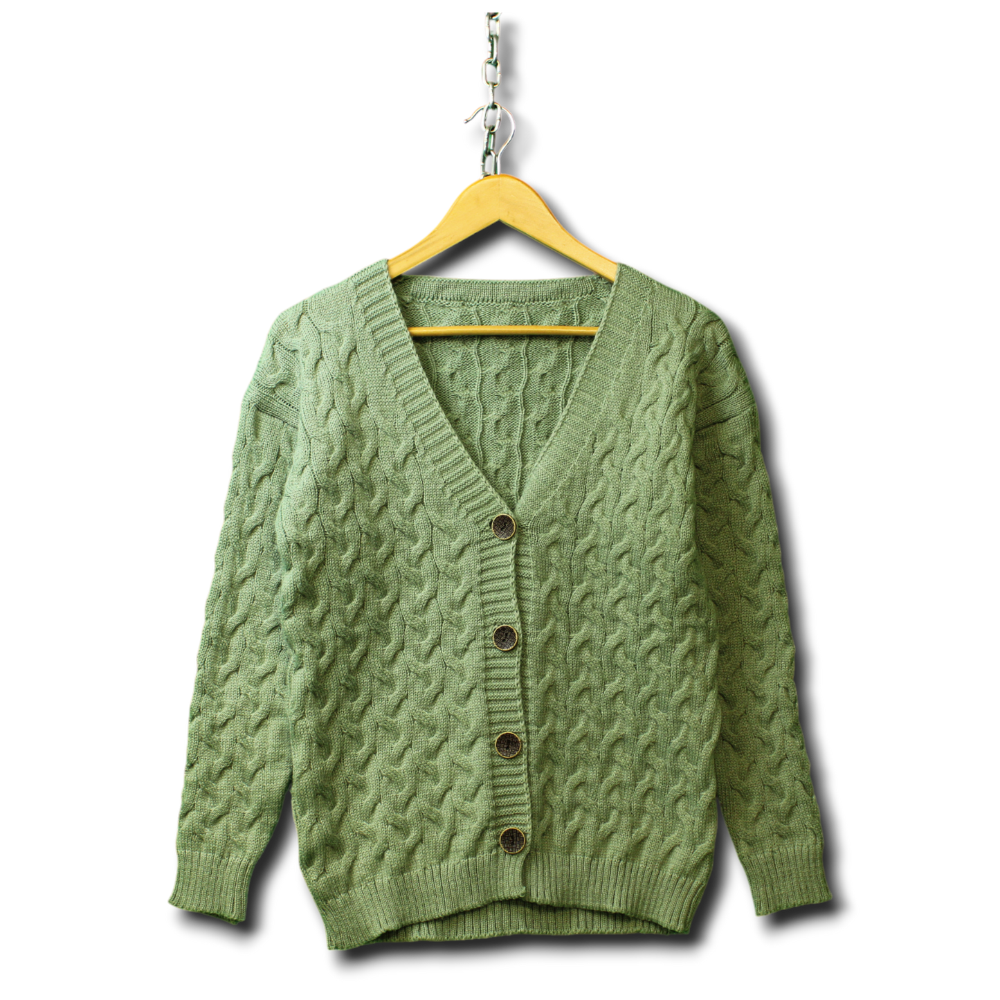 Gestrickter Pullover mit Knöpfen (Größe L)