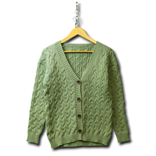 Gestrickter Pullover mit Knöpfen (Größe L)