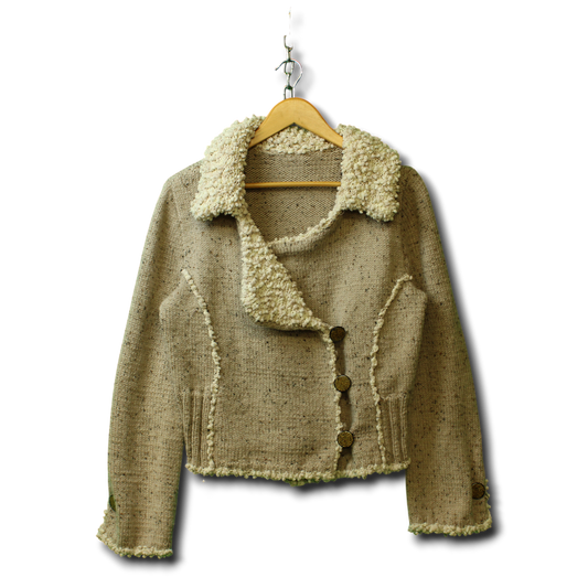 Vintage-Strickpullover mit Knöpfen (Größe L)