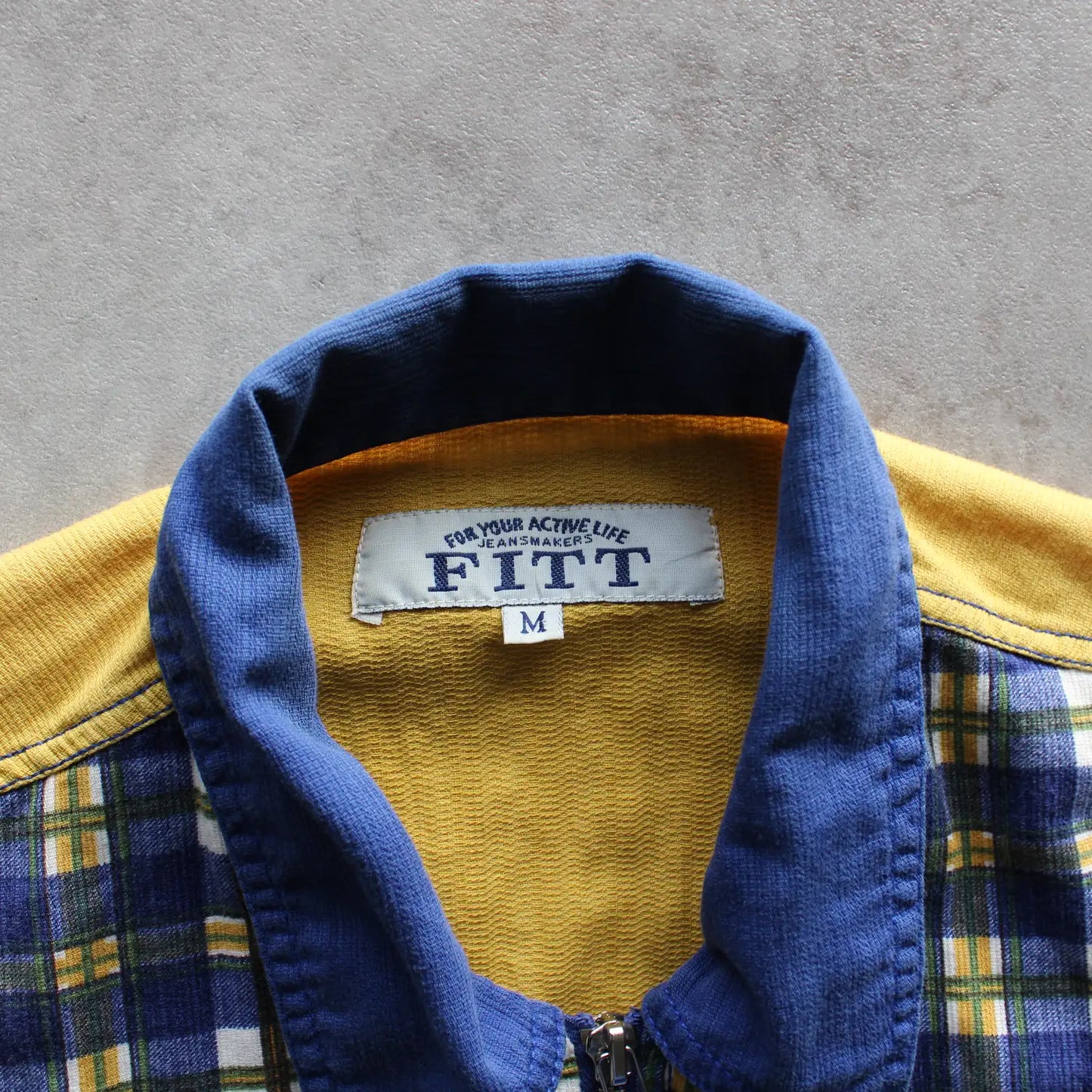 Fitt Zip-Up Checkered Shirt – Blue/Yellow (Man-M)