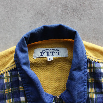 Fitt Zip-Up Checkered Shirt – Blue/Yellow (Man-M)