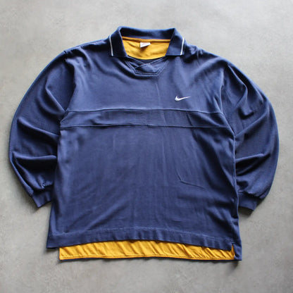 Nike Long Sleeve Polo Sweatshirt – Navy/Yellow (Man-M)