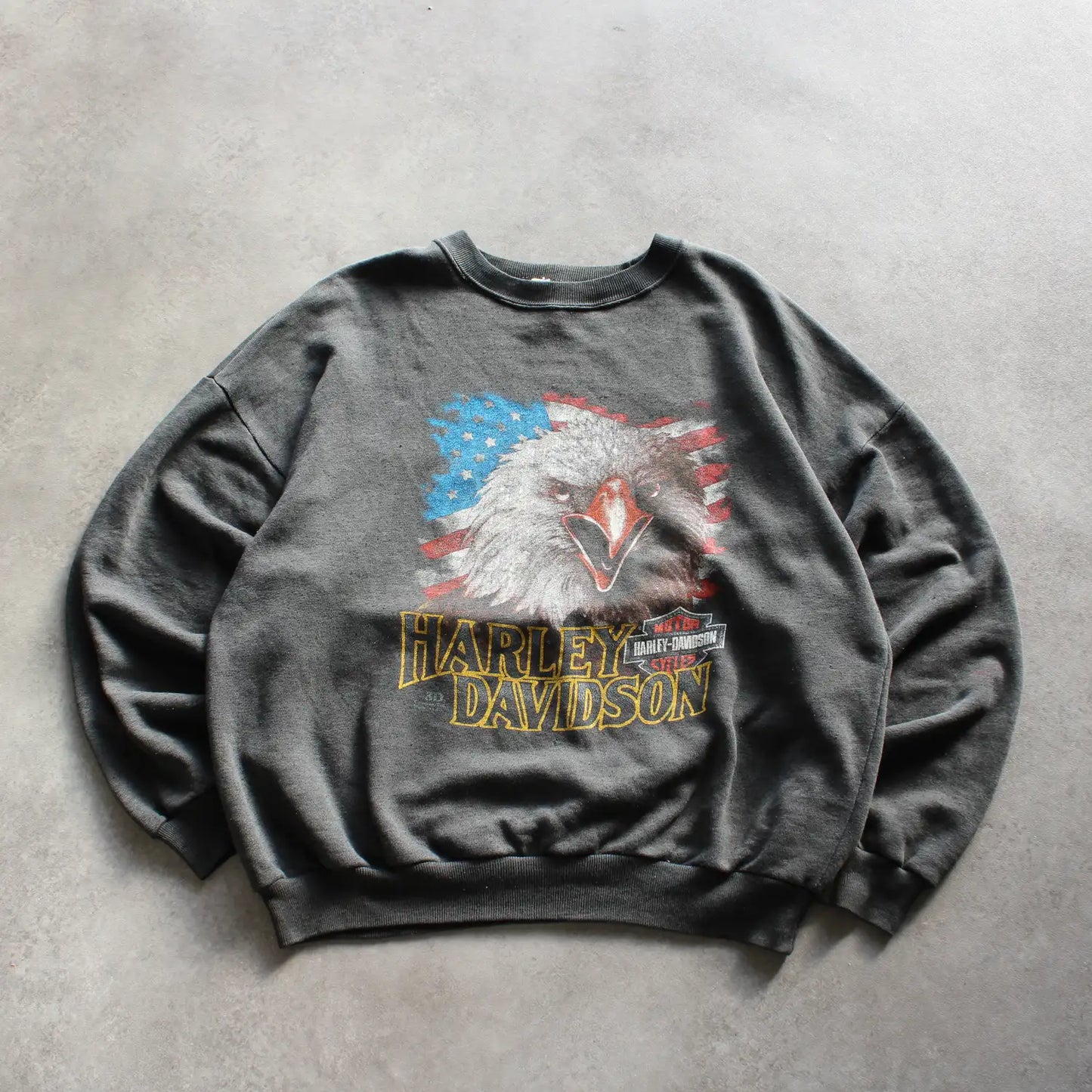 Harley Davidson Eagle Graphic Sweatshirt – Faded Black (Man-M)