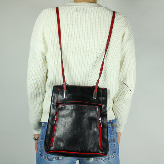 Vintage Lederrucksack und Umhängetasche