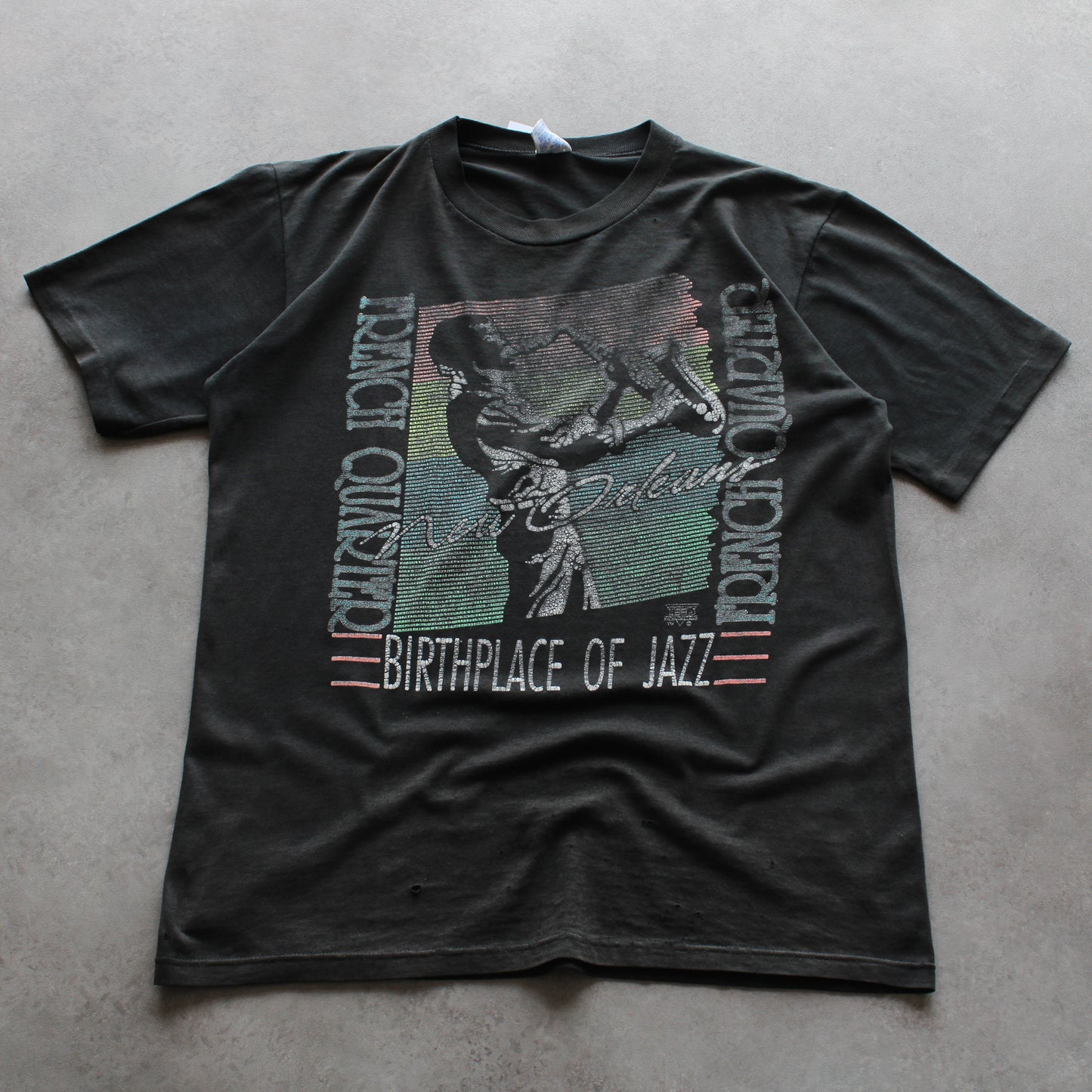 Jerzees Vintage New Orleans bedrucktes T-Shirt (Herren-L) [DISTRESSED]