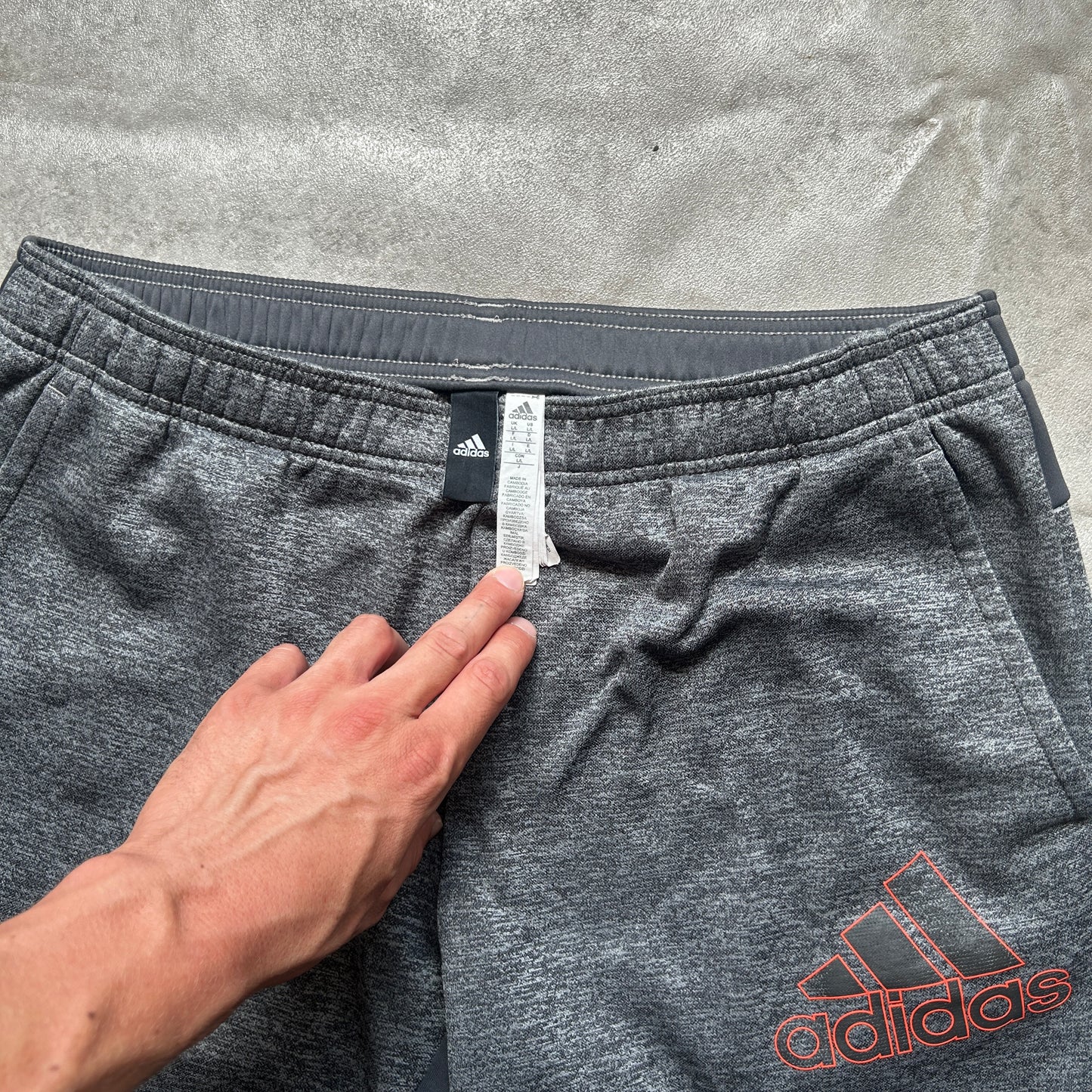 Adidas Grey Logo Joggers L