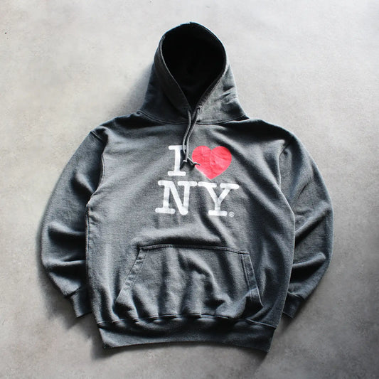 Wali “I Love NY” Printed Hoodie – Charcoal Grey (Man-L)