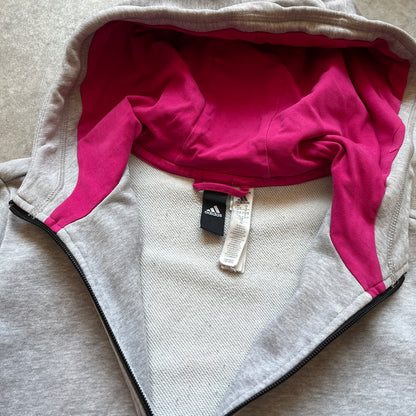Adidas Grey Pink Zip Hoodie S