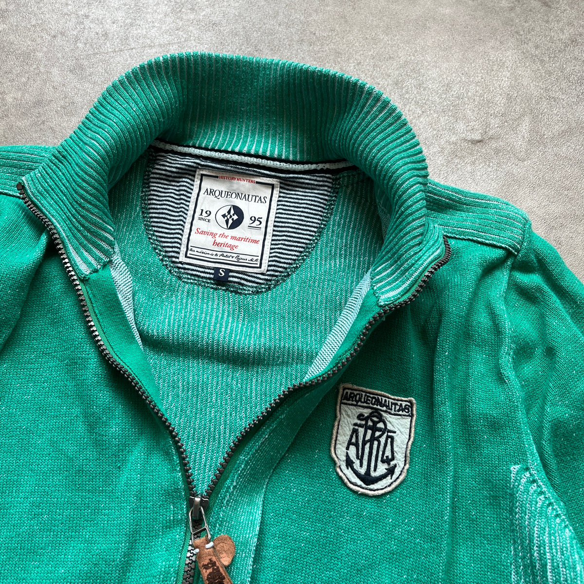 Arqueonautas Green Zip Cardigan S