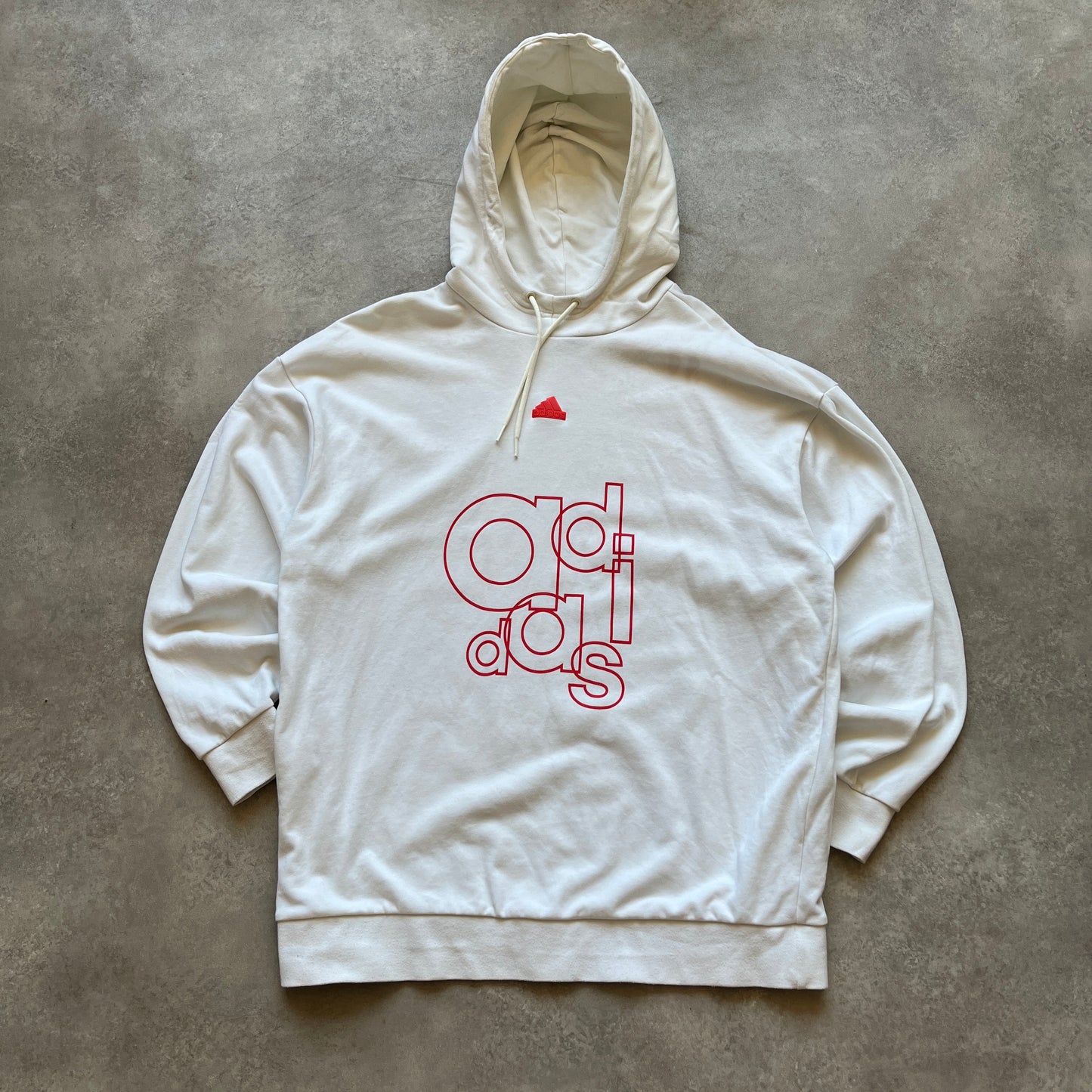 Adidas White Graphic Hoodie L