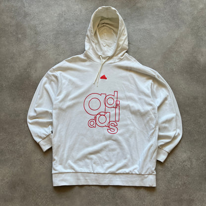 Adidas White Graphic Hoodie L