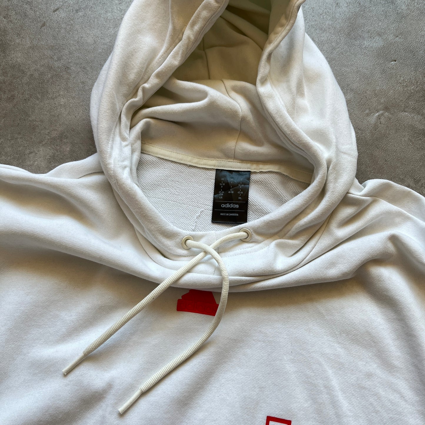 Adidas White Graphic Hoodie L