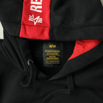 Alpha Industries Hooded Sweatshirt – Black/Red (Man-L)