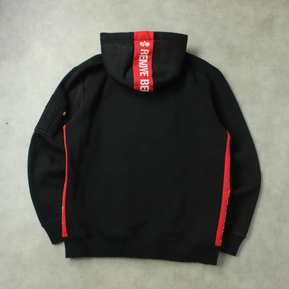 Alpha Industries Hooded Sweatshirt – Black/Red (Man-L)