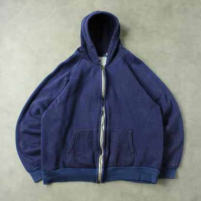 Vintage Romanian Made Thermo Lined Zip Hoodie – Navy (Man-M)