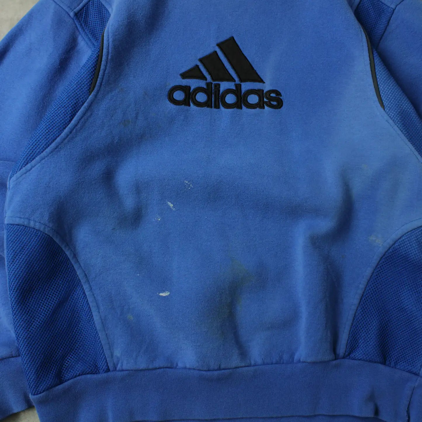 Adidas Logo Crewneck Sweatshirt – Blue (Man-L,Distressed)