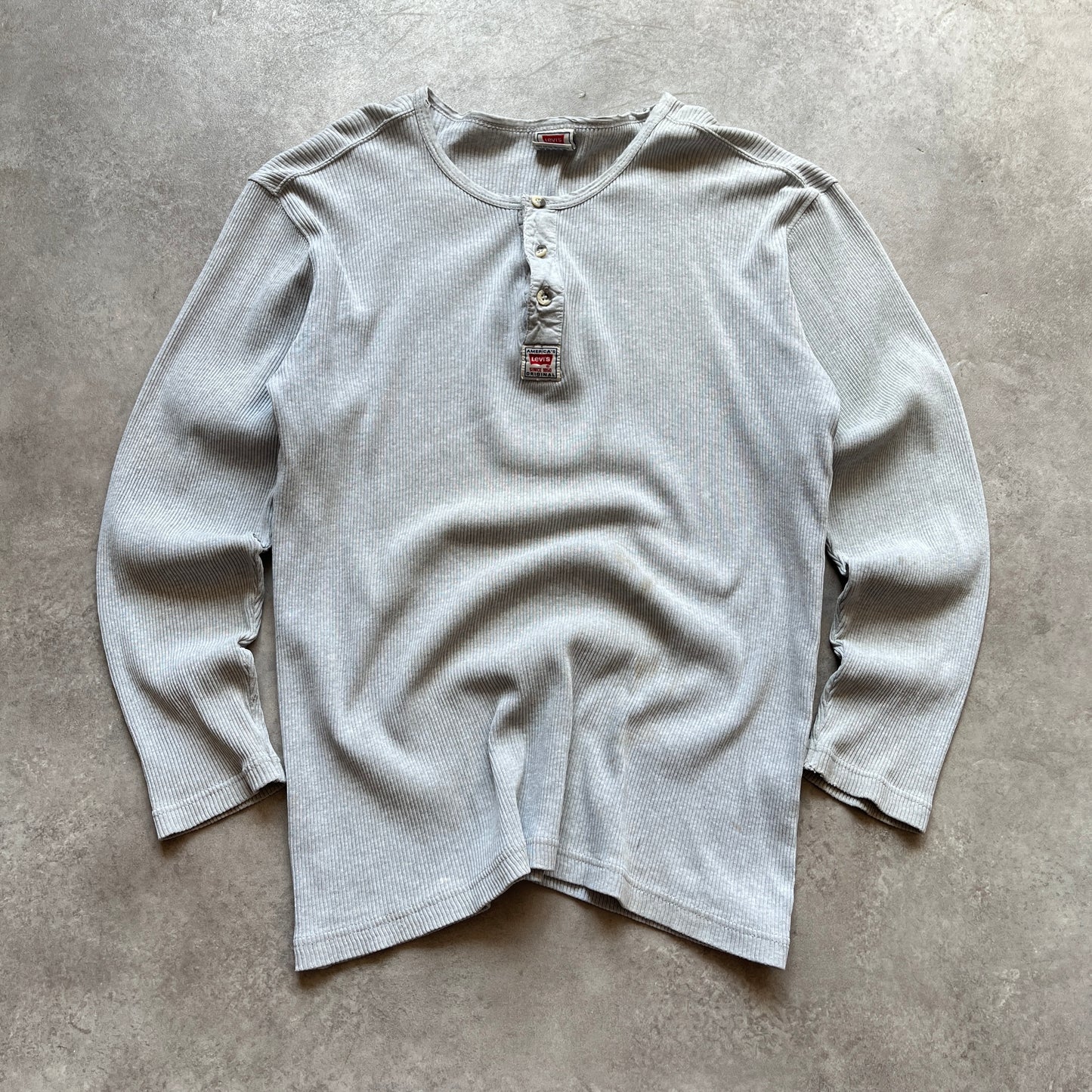 Levi's Grey Ribbed Long Sleeve Henley L
