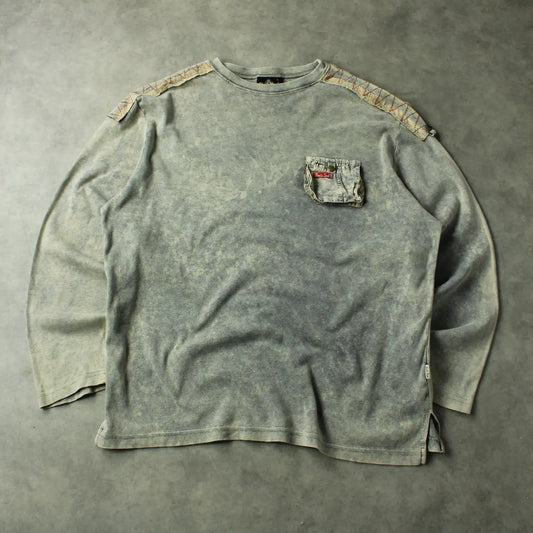 Uncle Sam Long Sleeve T-Shirt – Washed Grey Utility Pocket (Man-XL)