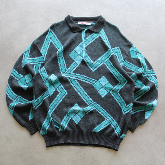 Yokoo 1/4-Knopf-Strick-Polopullover (Herren-L)