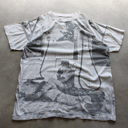 Vintage Gas Station Scene T-Shirt (Man-XXL)