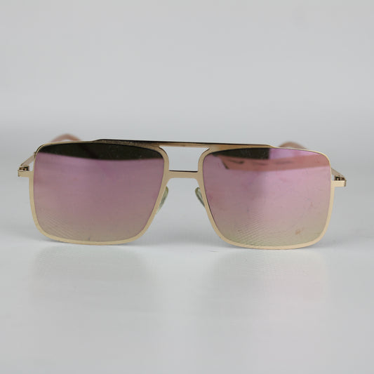 Retro Gold Metal Aviator Sunglasses – Gradient Pink-Green Lenses