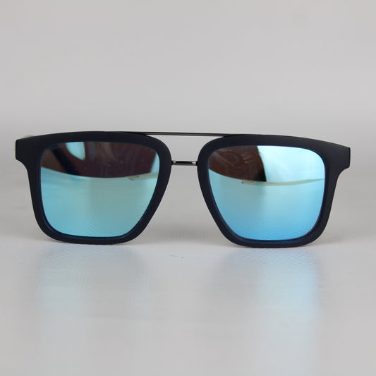 Matte Black Frame Sunglasses with Polarized Mirror Lenses