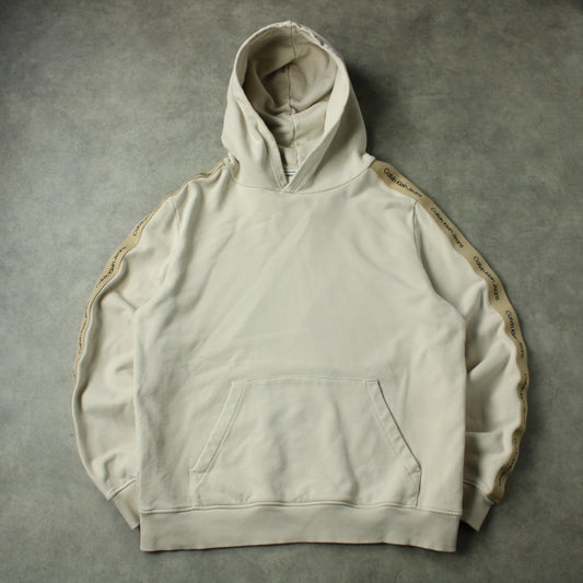 Calvin Klein Jeans Tape Logo Hoodie – Beige (Man-XXL)