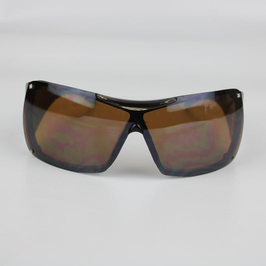 Y2K Wraparound Shield Sunglasses – Brown Tint