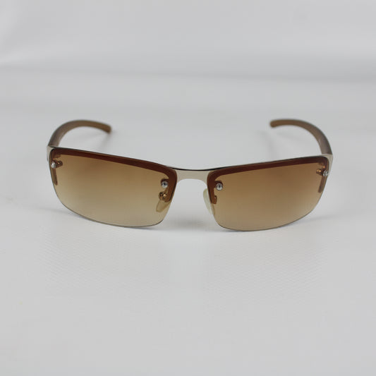 Y2K Brown Gradient Rimless Sunglasses – Silver Detail
