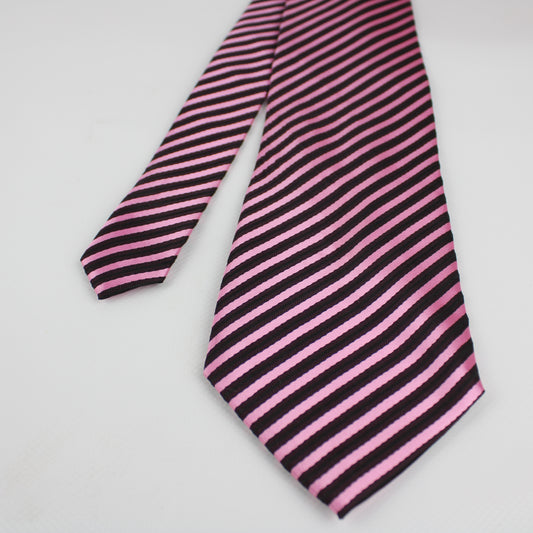 H. Damiano Pink & Black Striped Tie – Bold Italian Style
