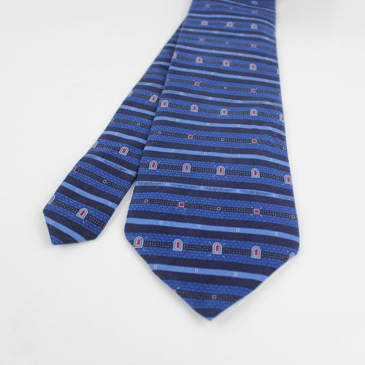 BODENS KOMMUN Blue Pattern Silk Tie – Sweden Design
