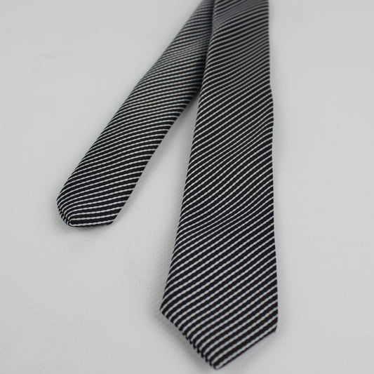Classic Striped Black & White Tie – Minimal Elegance