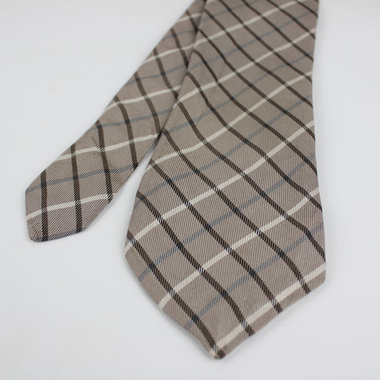 Monti Checked Taupe Silk Tie – Italian Elegance