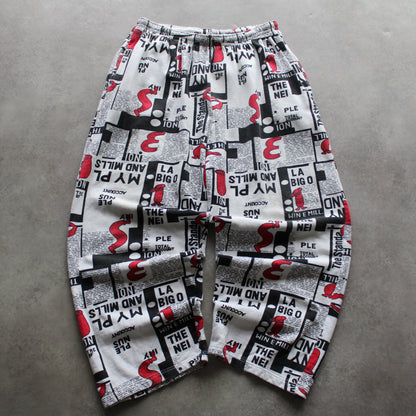 Newspaper Printed Sweat Pants (Man-XXL)