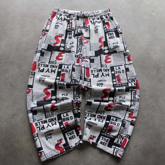 Newspaper Printed Sweat Pants (Man-XXL)